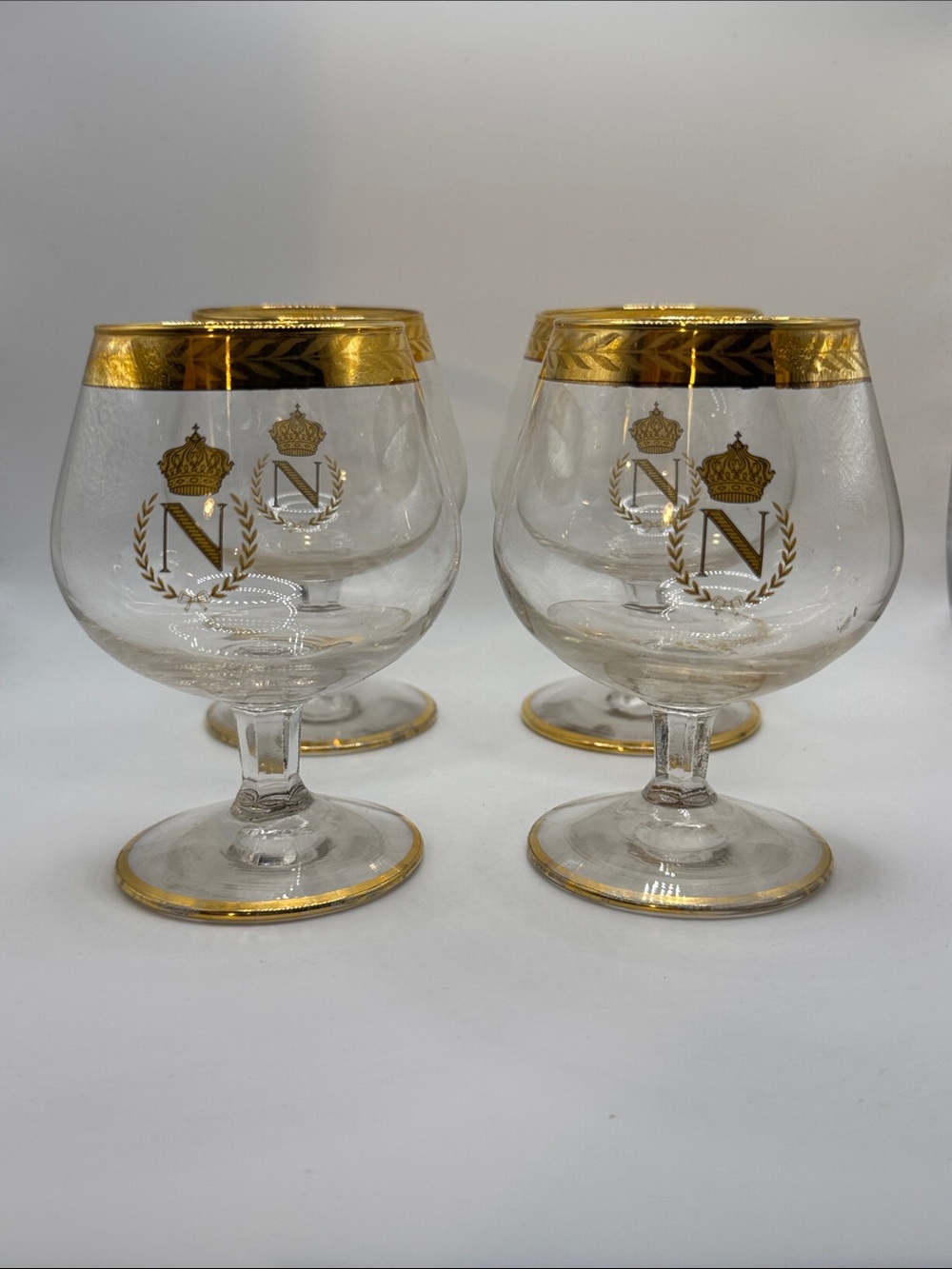 Set of four Vintage Gold Rimmed Napoleon Brandy Snifters - Set of 4